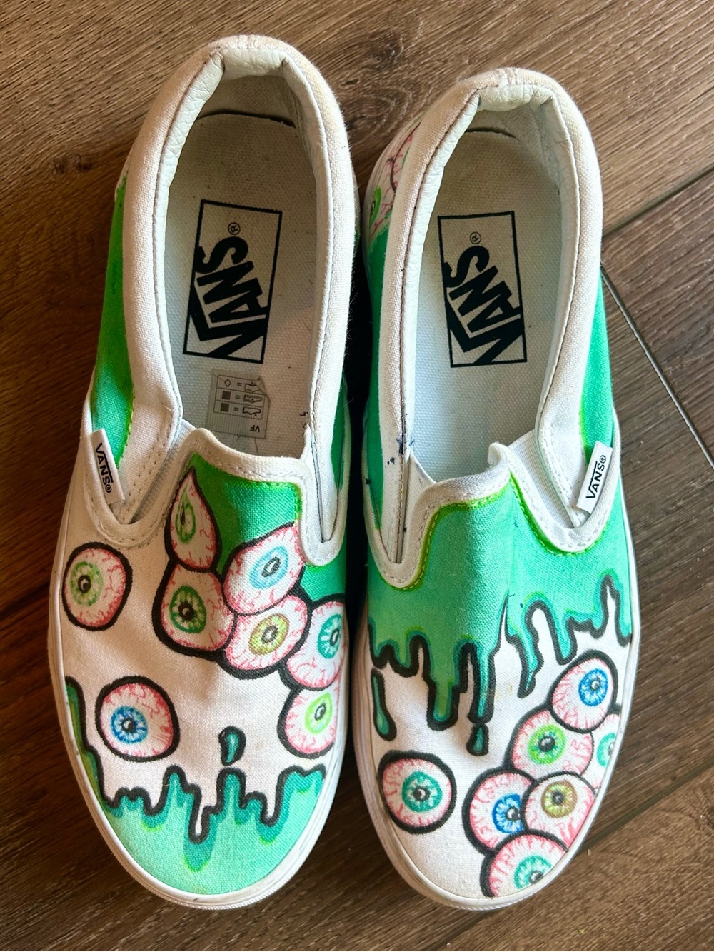 Vans Custom Handpainted Classic Slip On Sneakers Size 7 Zombie Halloween Spooky